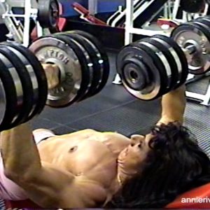 Annie Rivieccio, muscular, female bodybuilder, punching bag, gym workout, pecs, squats, muscular legs
