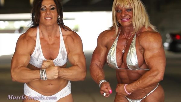 female muscle movies, femalemusclemovies, femalemusclemoviesvod, Annie Rivieccio, muscular, female bodybuilder, Maryse Manios, comparison, most muscular, hand compare