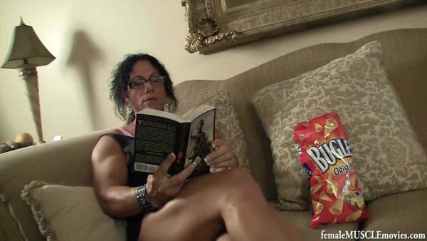 Female muscle movies, femalemusclemovies, femalemusclemoviesvod, Annie Rivieccio, muscular, female bodybuilder, biceps, muscle mommy, mother-son, stepmom, wrestle, scissor, spanking, humiliation
