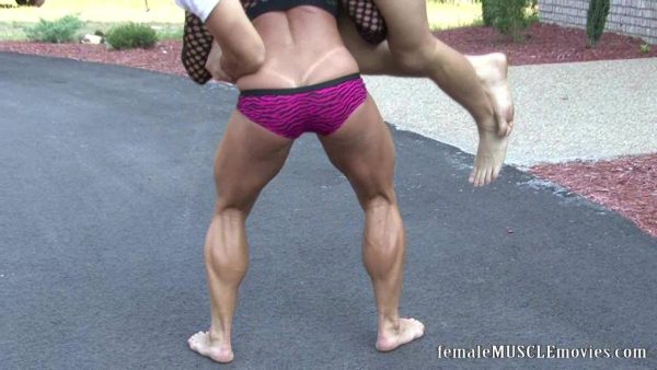 female muscle movies, femalemusclemovies, femalemusclemoviesvod, Annie Rivieccio, muscular, female bodybuilder, lift and carry, workout, muscle worship, muscular arms, larger man